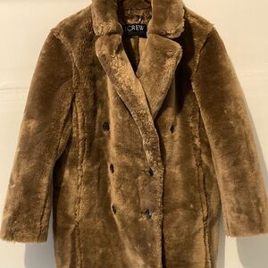 J. Crew Women's Warm Brown Teddy Jacket double breasted